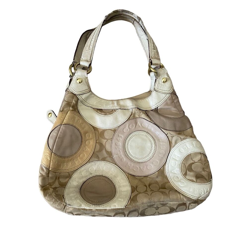 Vintage Coach Patchwork Purse Double Strap Shoulder Bag Luxury Formal Designer